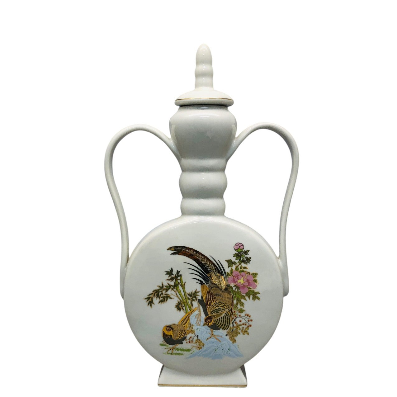 1569 - 12" White Oriental Vase w/Lid |13-10|