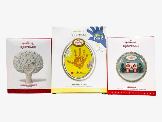 3098 - Set of 3 Hallmark Keepsake New Home Ornaments with Born In Our Hearts Design |Pod 1-66|
