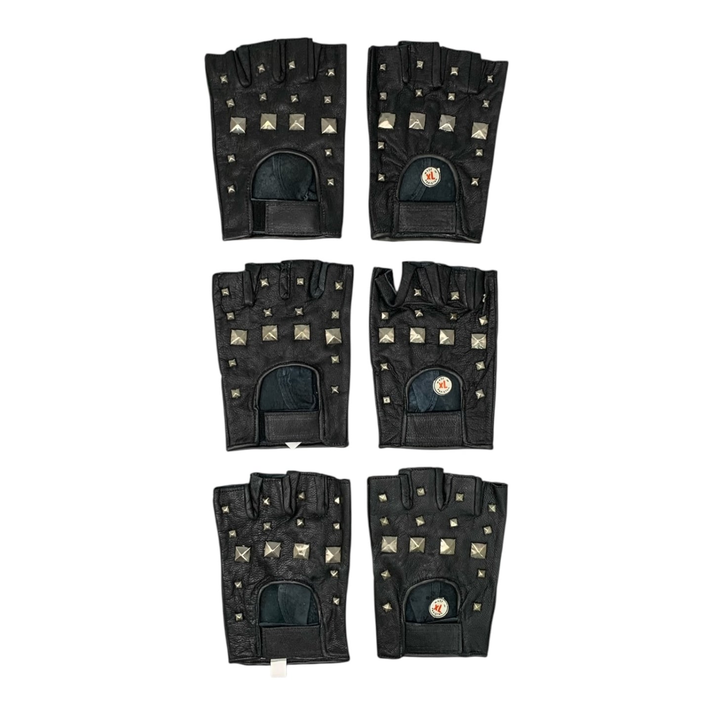 3903 - XL Black Stud Fingerless Gloves |TBD|