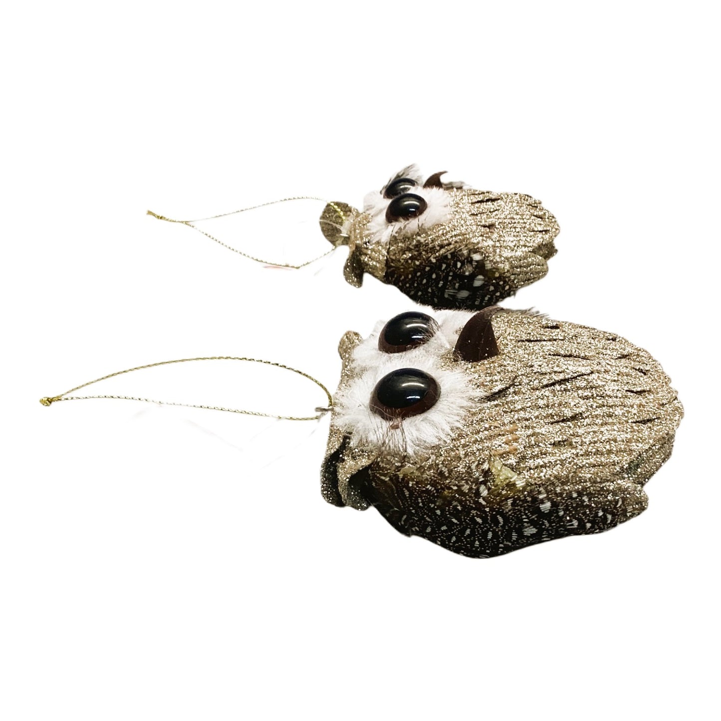 6445 - Set of Two 3.5" Owl Glitter Ornament |Pod 2-62|