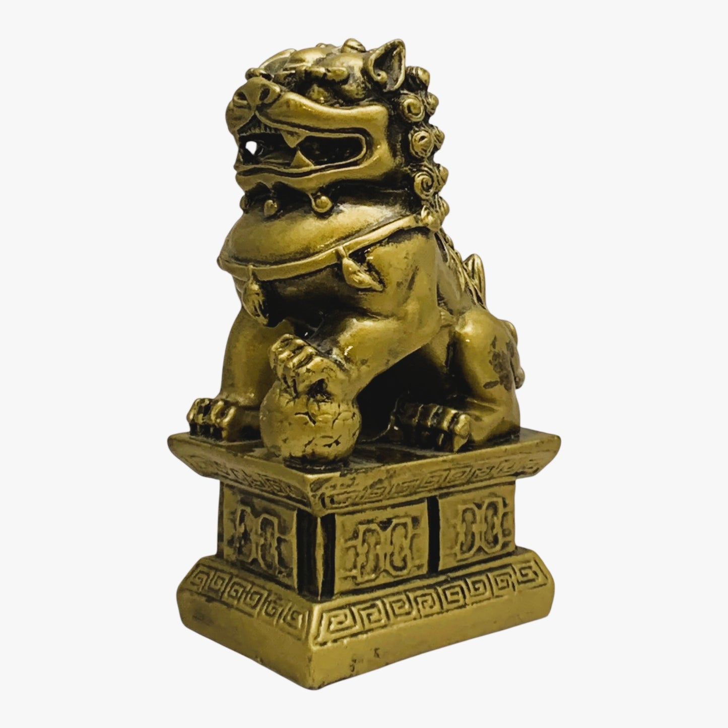7412 - 4" Gold Fu Dog - Left Paw Up |Z-71|