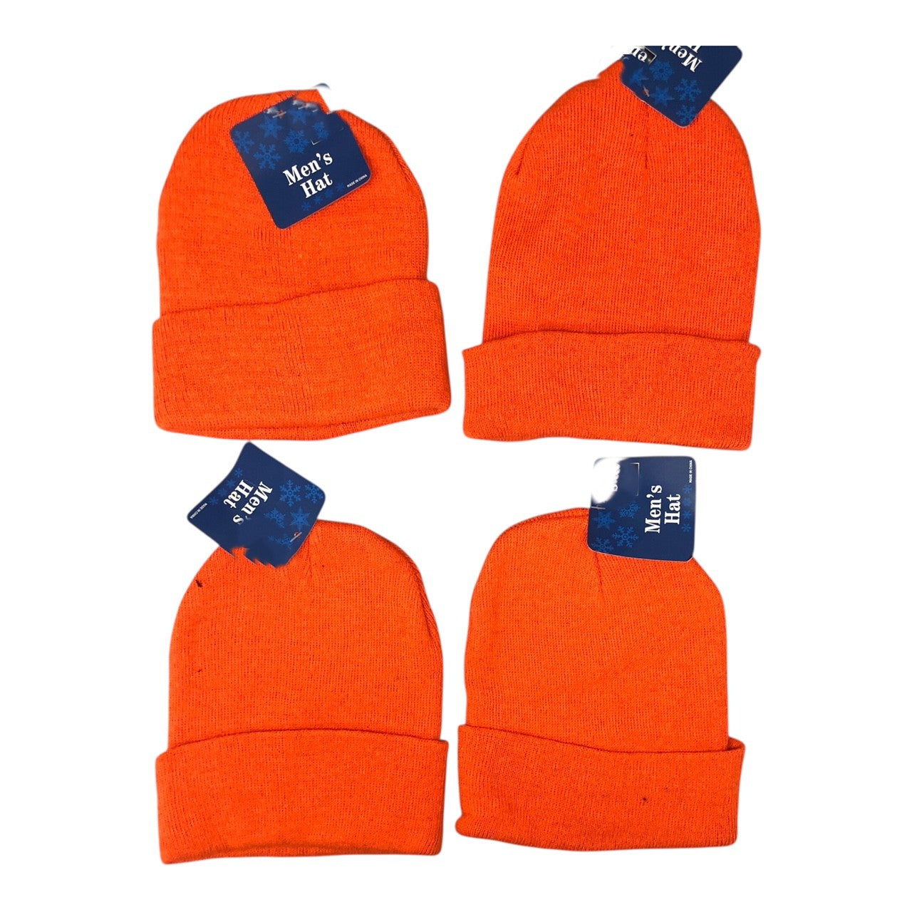 7663 - Bundle of 4 Men's Orange Beanies |14-26|