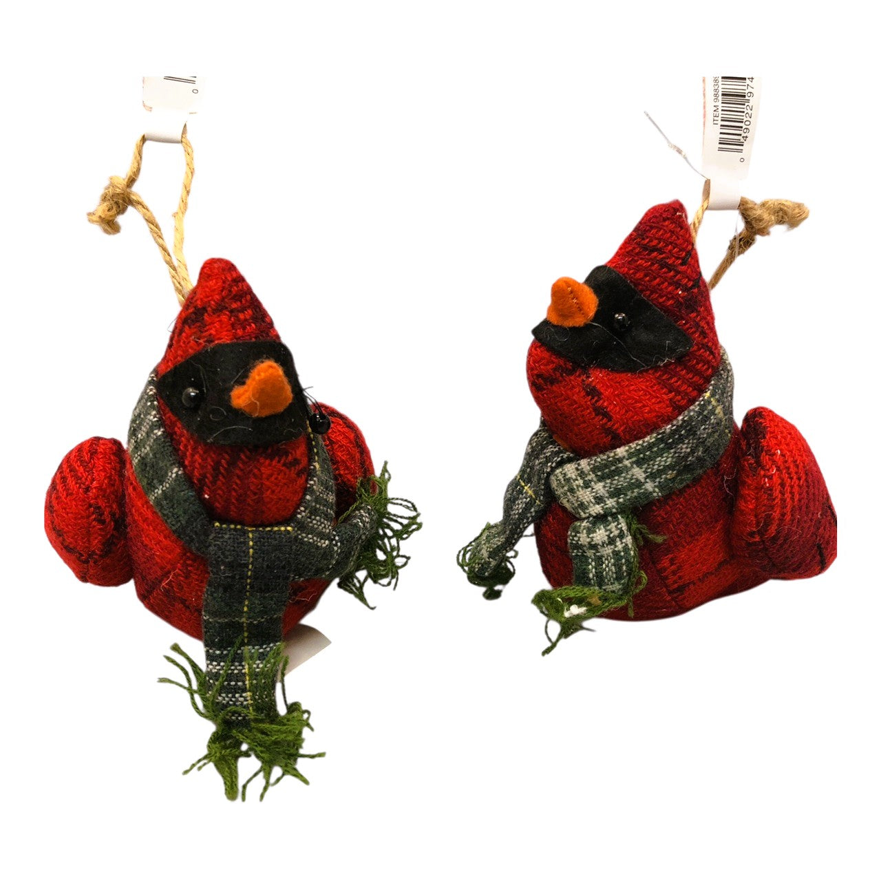 13143 - Set of 2 6" Plush Red Plaid Cardinal |Pod 2-6|
