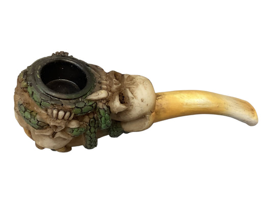 13519 - Snake & Demon Resin Pipe With Metal Bowl 4.5" Long |17-20|