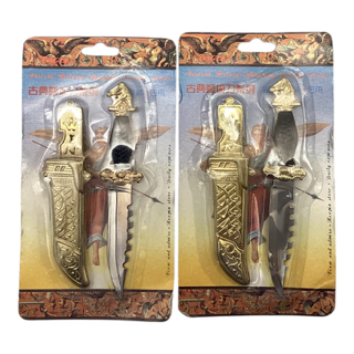 14042 - Set of 2 - 4" Ancient Horse Gold Boot Knife |81|