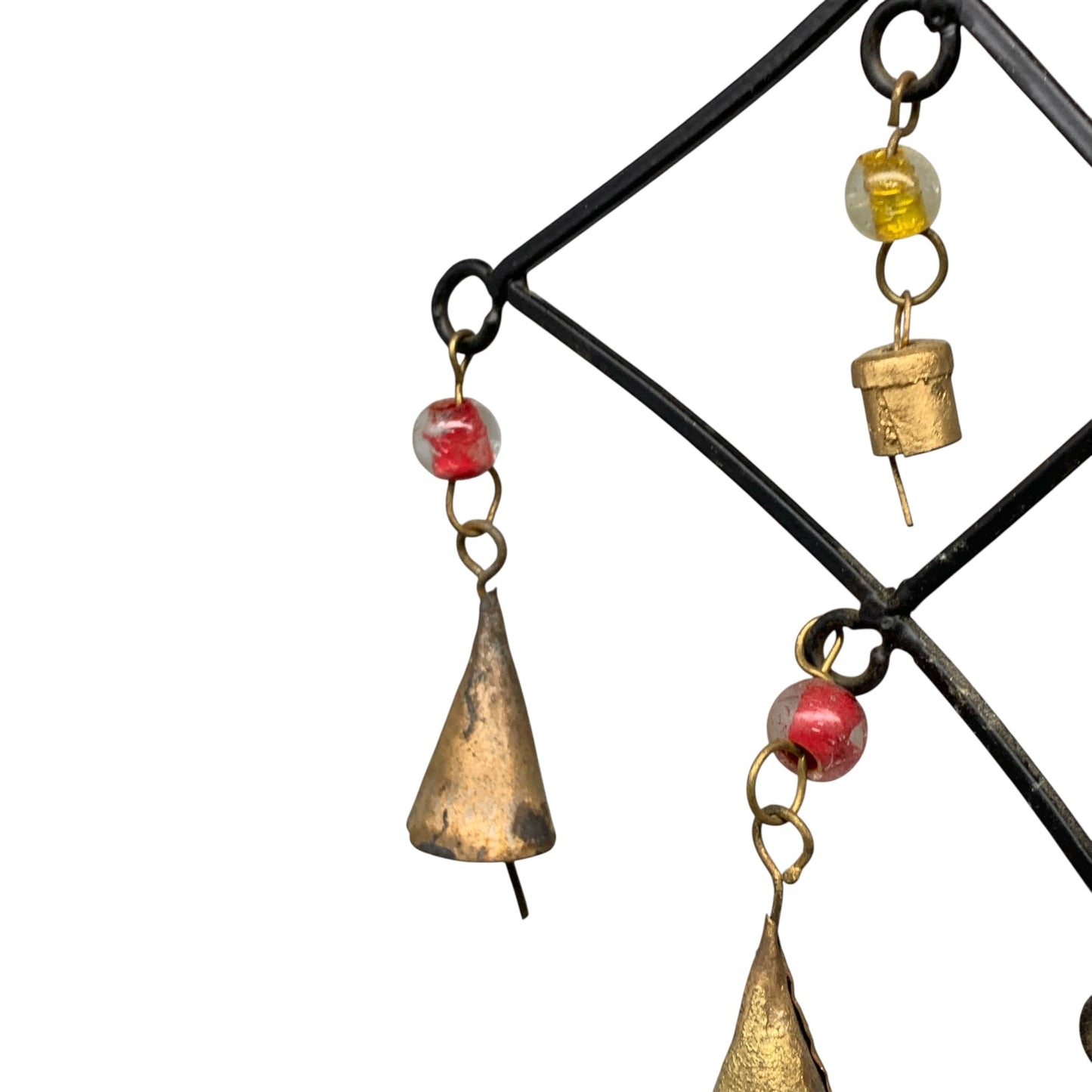 16533 - Ornate Geometric 15-Bell Metal Windchime with Glass Beads 15" |G-4|