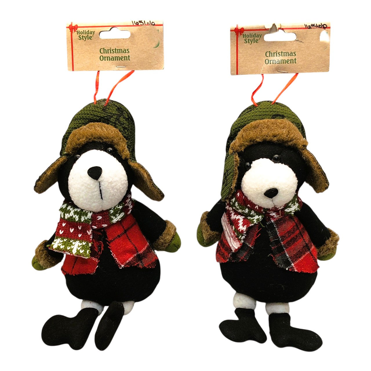 16566 - Set of 2 Bear Plush Tree Ornament |Pod 2-6|