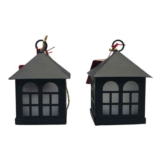 16594 - Set of Two Black House LED Ornaments |Pod 2-62|
