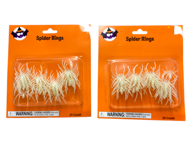 18018 - Glow in the Dark Spider Rings 2 Count |Pod 2-28|