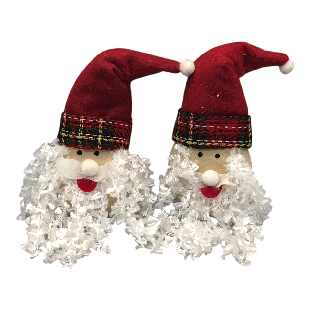18164 - Set of Two Plush Santa Plaid Ornament |Pod 2-6|