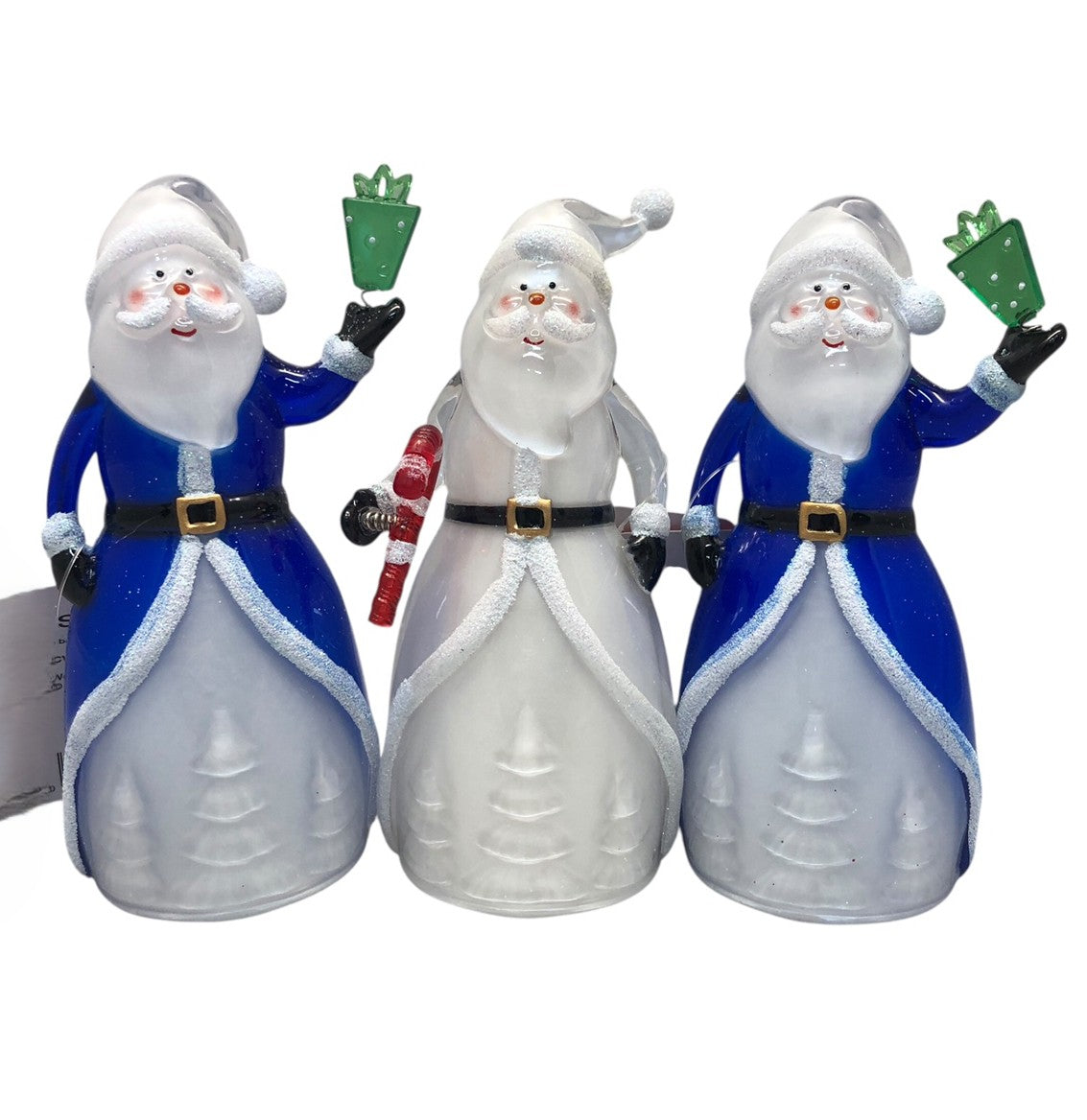 21371 - Set of 3 5" Blue & White LED Santa Acrylic |Pod 2-62|