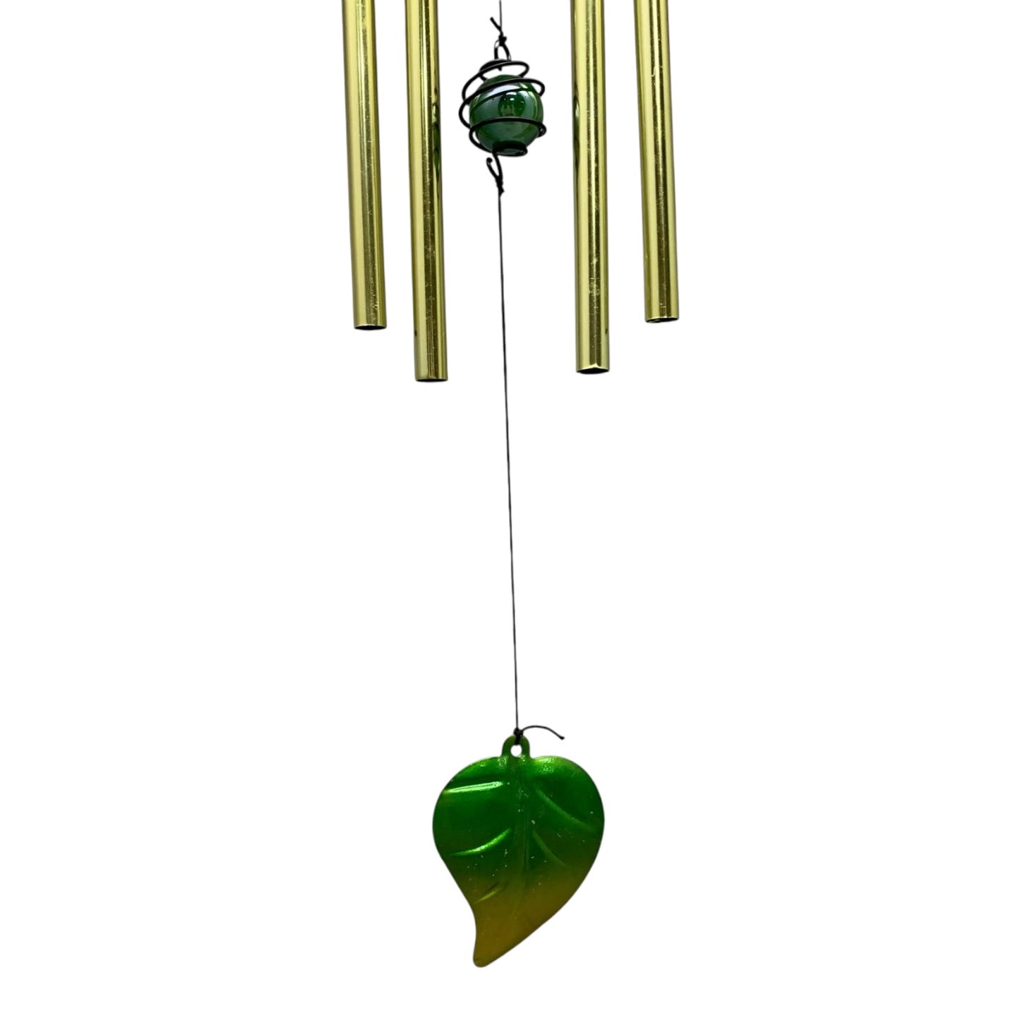 25498- Glass And Metal Bee Wind Chime 21 Inch Outdoor Garden Decor With Floral Circle Pendant And Brass Tubes |G-7|