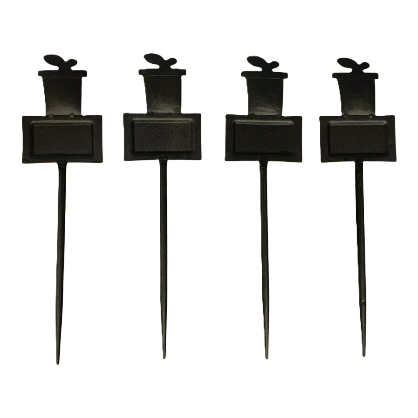 25940 - Set of Four Rustic Metal Plant Markers 10-Inch Flower Garden Stakes |19-27|