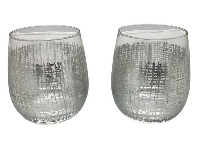26236 - Modern Silver Set of 2 Wine Glasses |4-20|