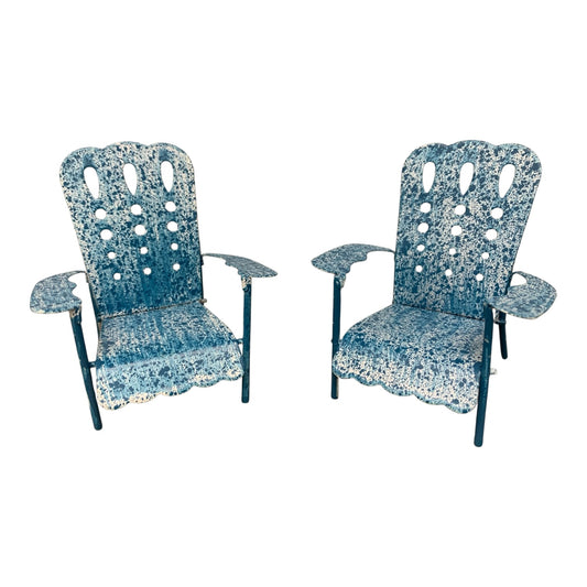 28130 - Set of Two 3" Blue Metal Lawn Chair Fairy Garden |12-25|