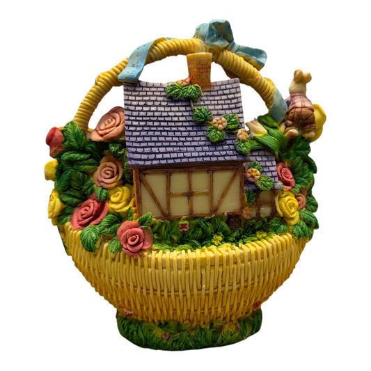 28790 - Whimsical 9" Easter House Ceramic Basket |22-7| (Processed)