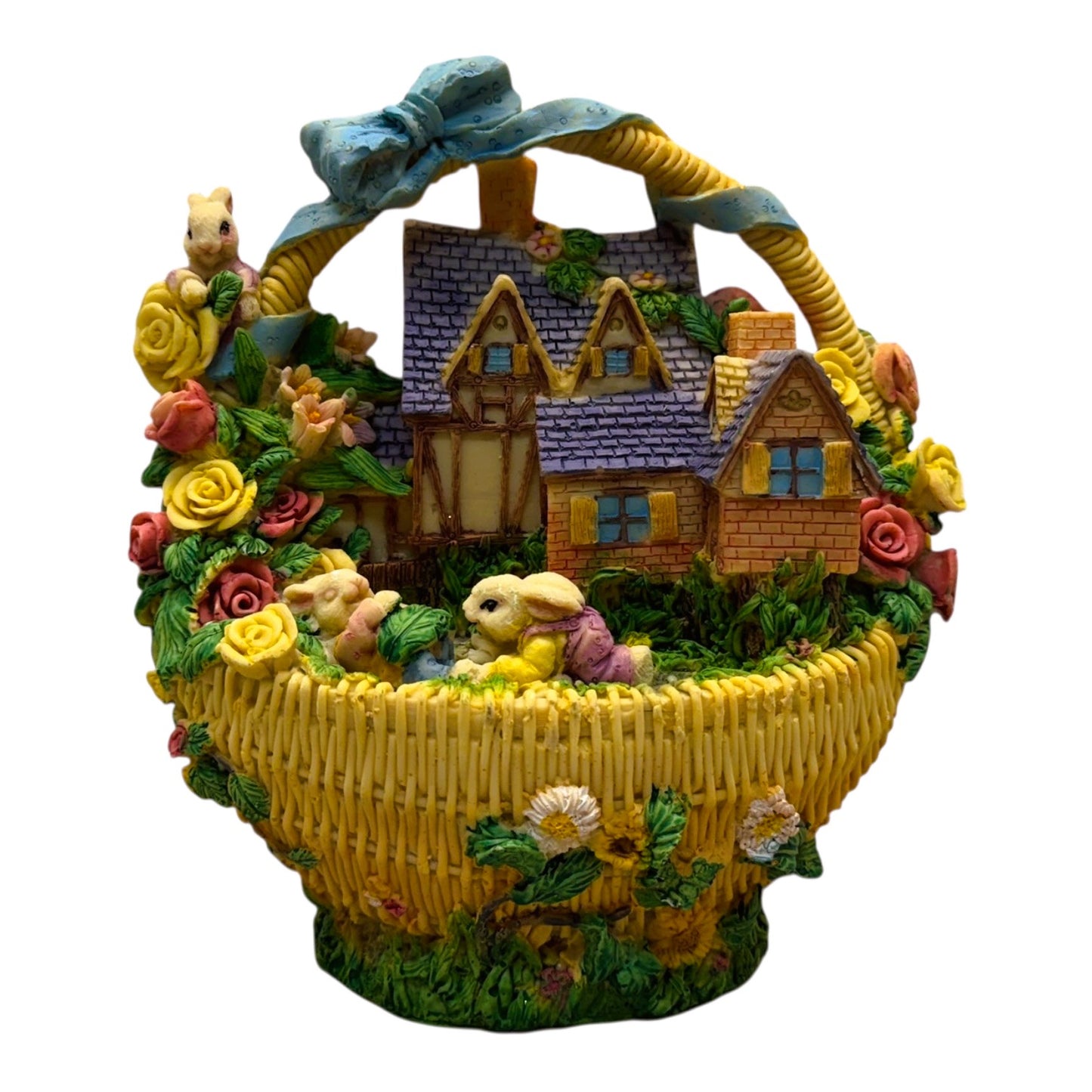 28790 - Whimsical 9" Easter House Ceramic Basket |22-7| (Processed)