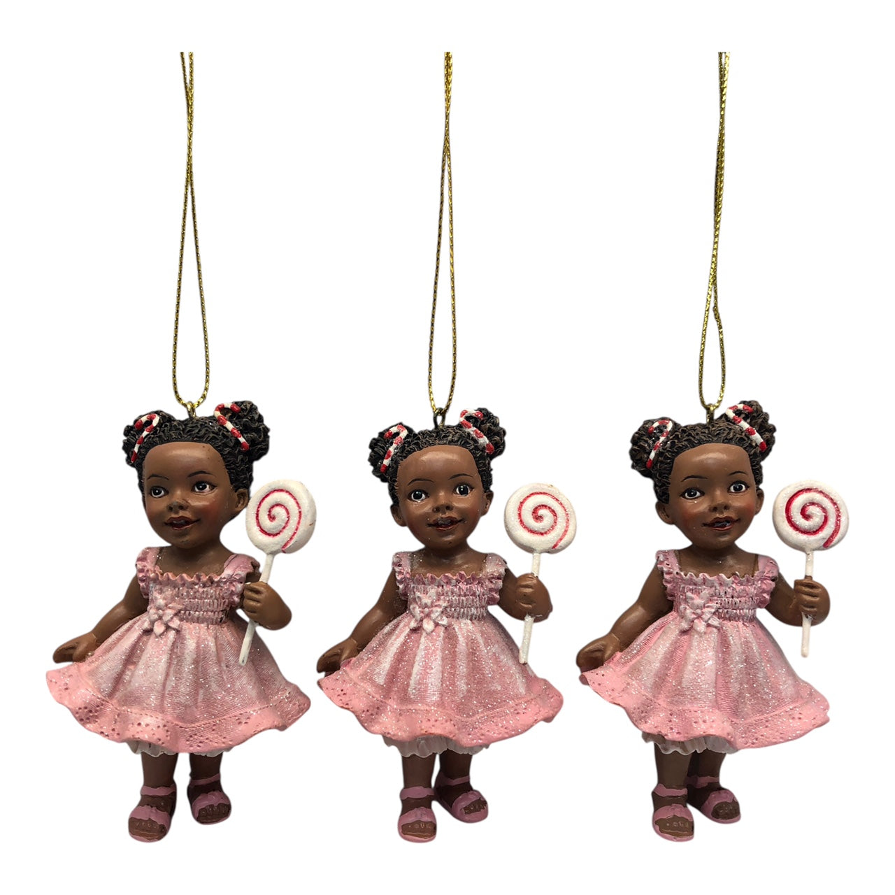 29027 - Little Girl w/ Lollipop Ornament Set of Three |Pod 2-61|
