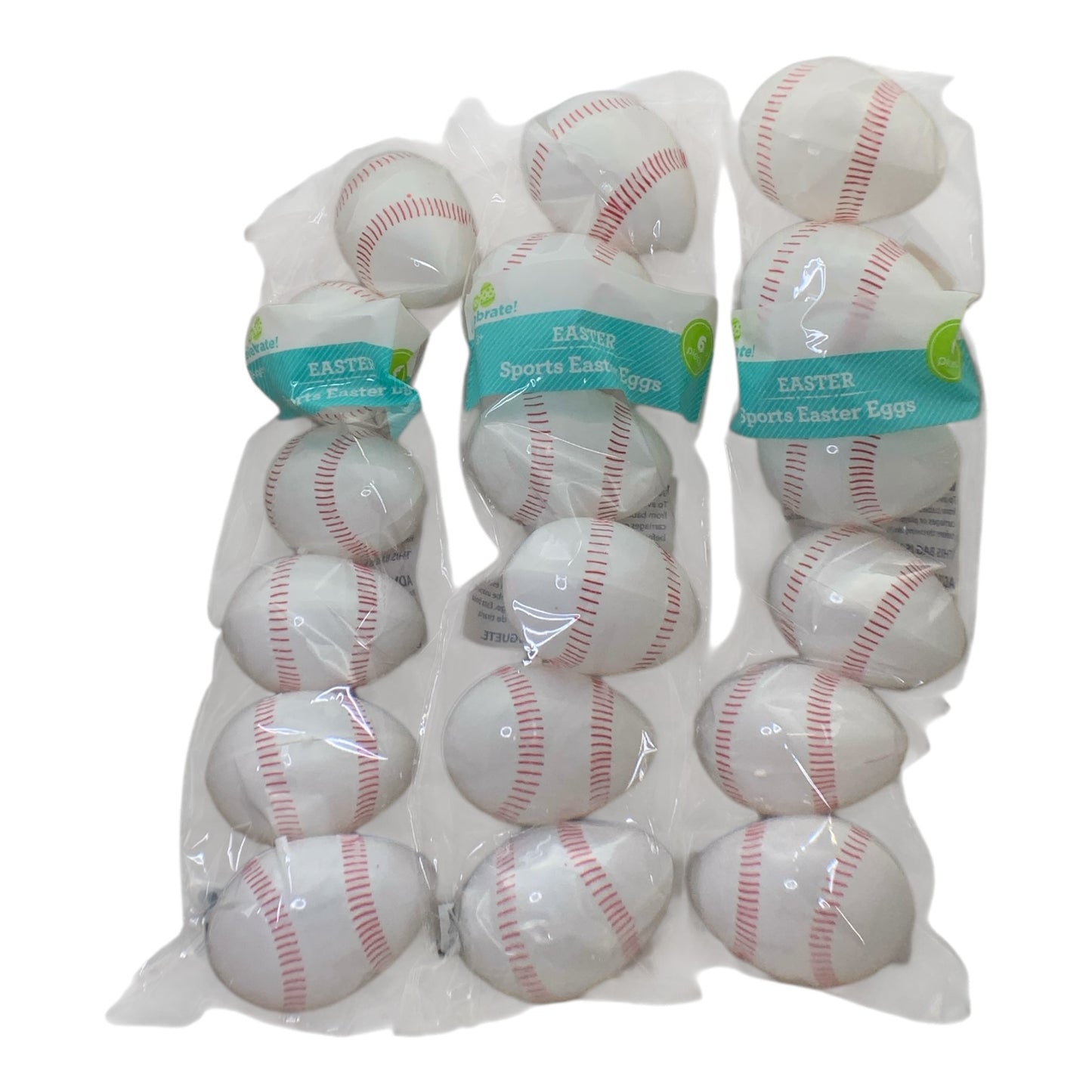 29301 - Baseball Printed Easter Eggs, 6 Count, Set of 3, For Holiday Decor |9-14|