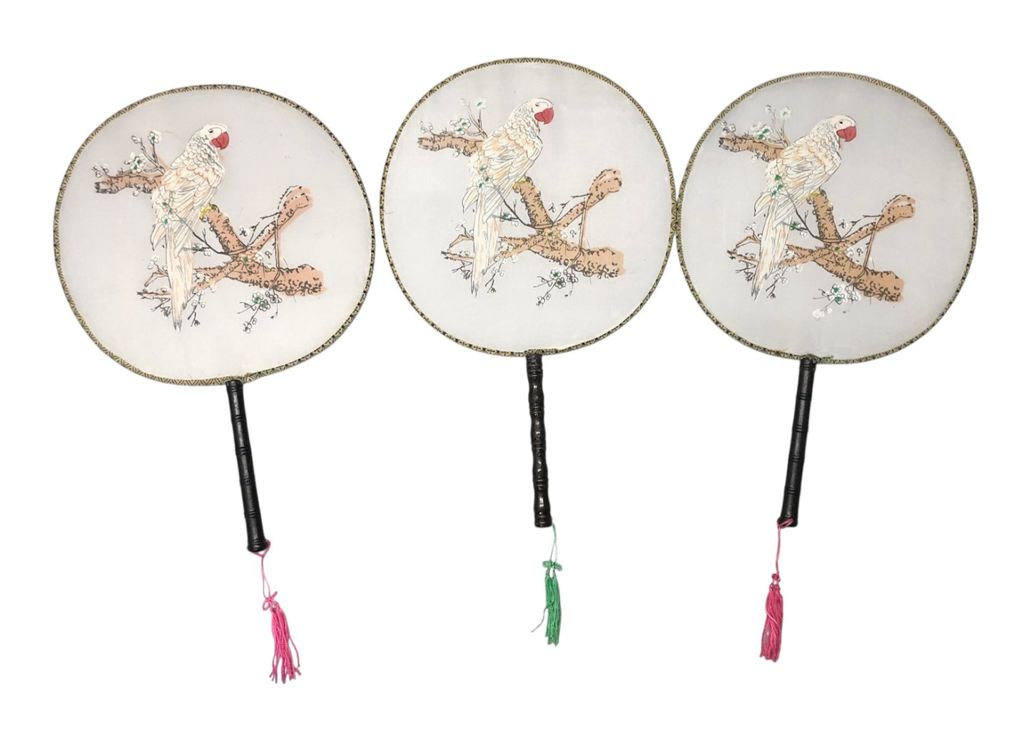 30896 - Set of Three 14-Inch Hand Fans With Cockatoos |21-27|