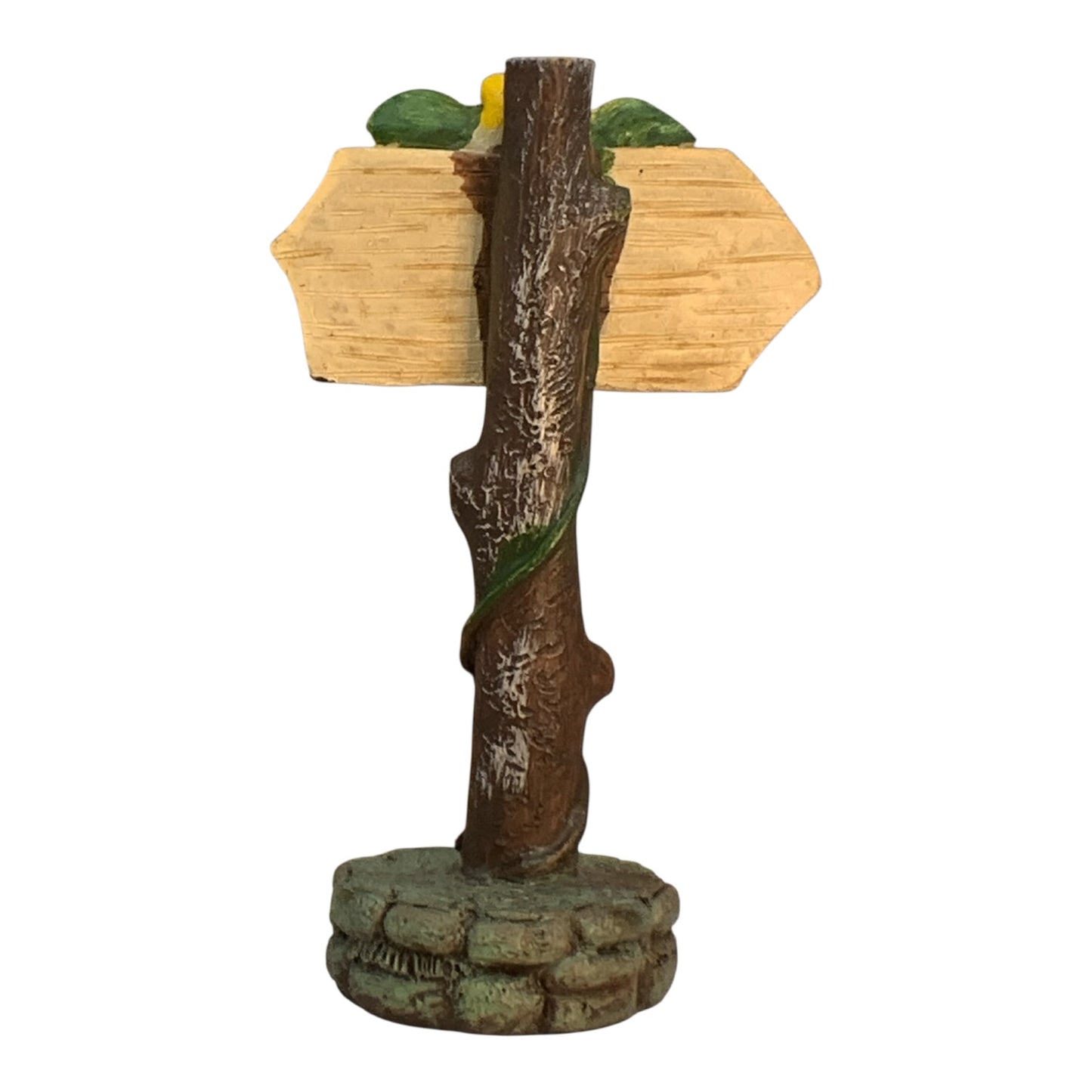 36083 -6" Fairy Crossing Garden Sign with Yellow Daisy & Vine-Wrapped Post |5-15|