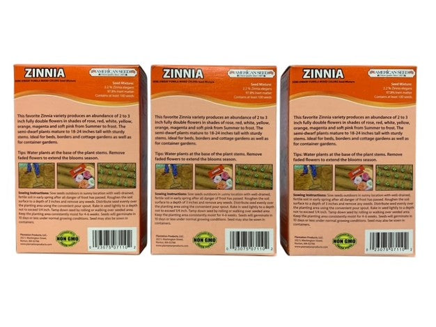36132 - Set of Three Boxes Zinnia Seed Mix 75 Sq. Feet |9-11|