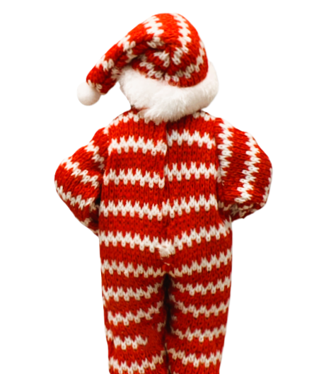 42502 - 11" Black Santa in Red White Striped PJ's |Pod 2-11|