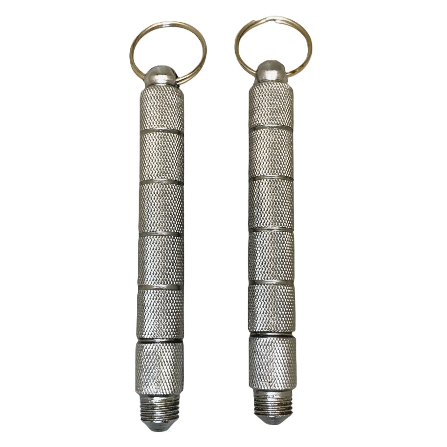 48219 - 4" Silver Kubaton Set of 2 With Integrated Knife |86|