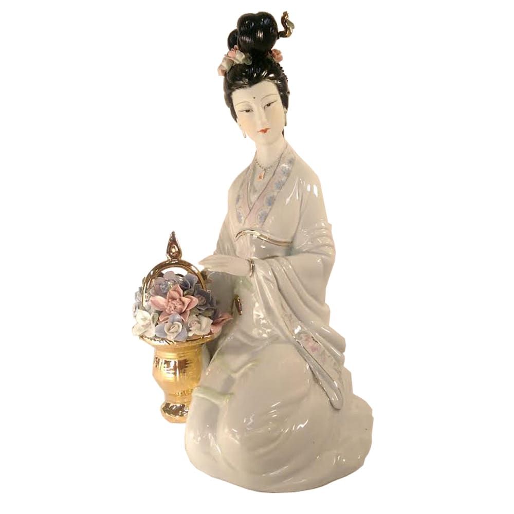1029 - 12" White Geisha - Fan Flowers - |BU-02/Store|