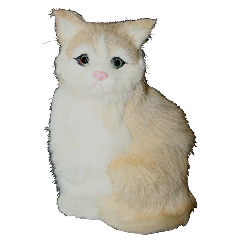 1098 - 8" Tan & White Fur Cat - |Z-30|