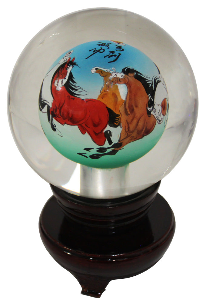 1117 - 6" Glass Globe - 7 Horses - |Z-79|