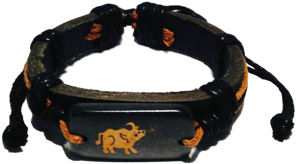 11300 - Zodiac Leather Bracelet Ox - |Clear-122|