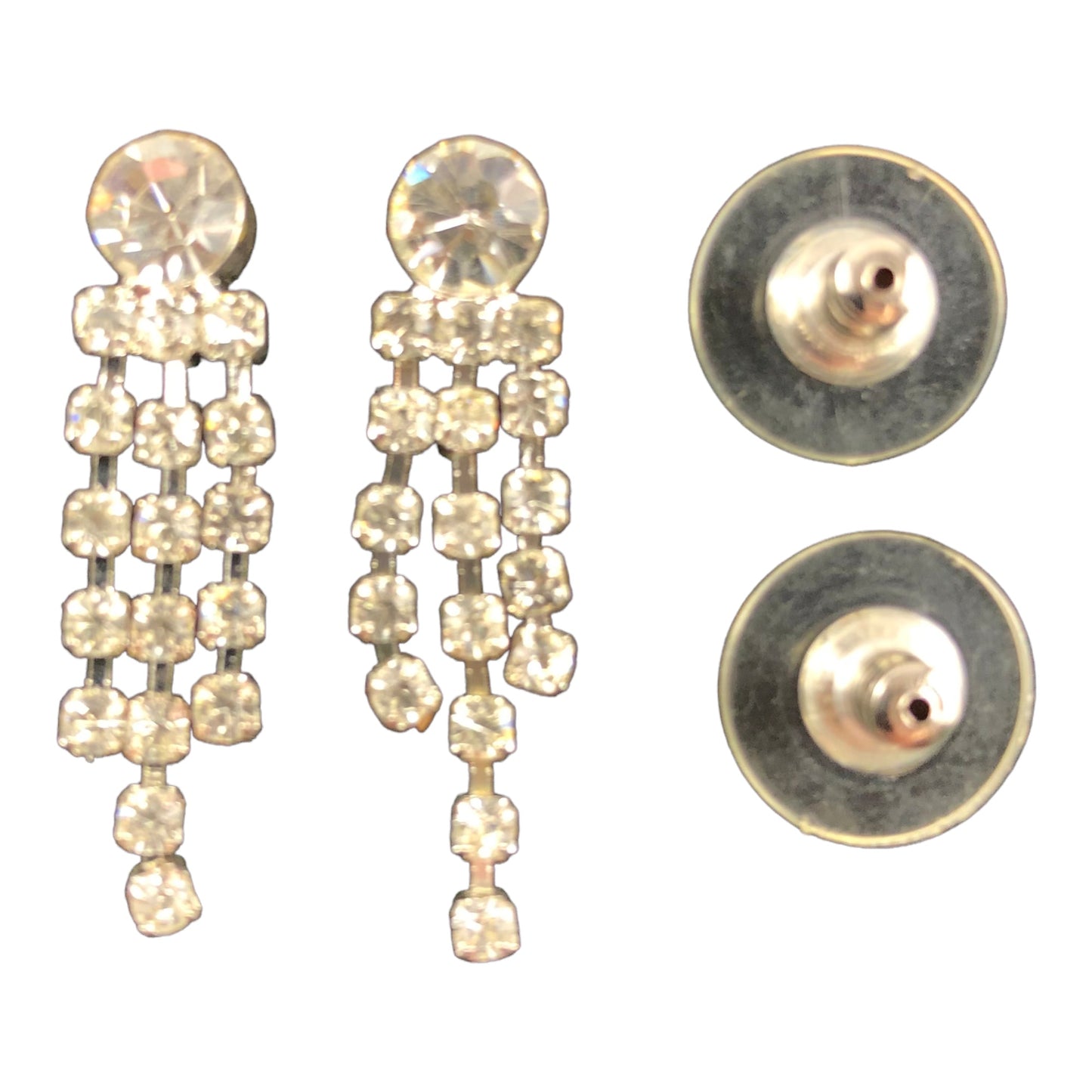 11556 - Crystal Dangle Stud Earrings - |Clear-227|
