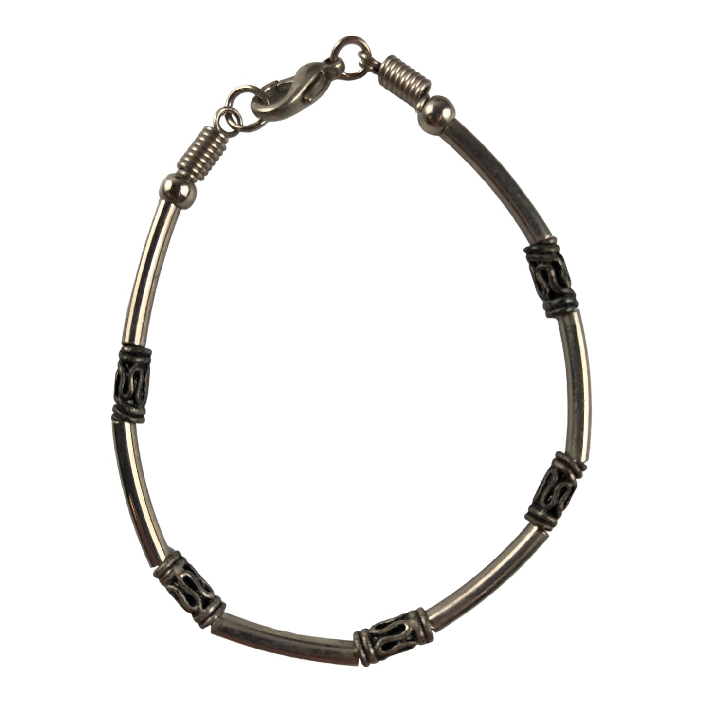 11629 - Metal Tube Bead Bracelet - |Clear-227|