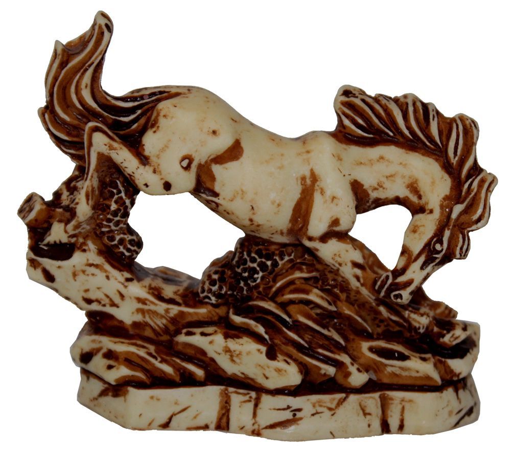 12127 - 3.5" Faux Ivory Horse w/ Kicking |Z-78|
