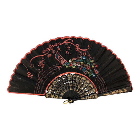 12379 - 16" Rainbow Emb Peacock Fan - 10-10/ 11-6 : AG COOL BEANS