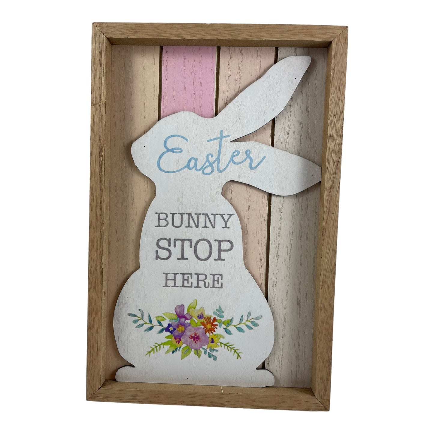 13105 - Charming Easter Bunny Stop Here Sign Wall Art Picture Decor For Easter Holiday |Pod 1-23|