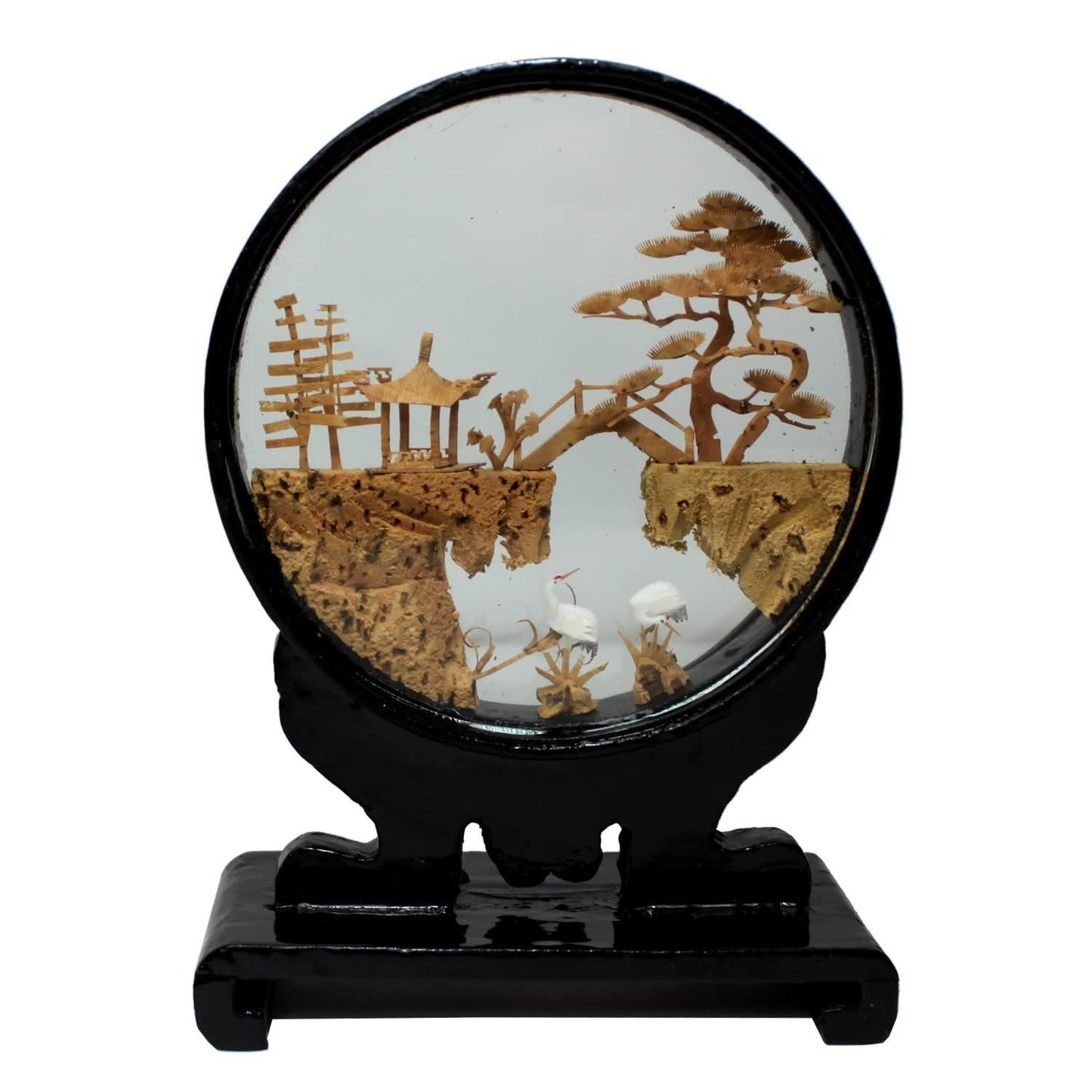 1331 - 7" Black - Cranes & Bridge Cork Sculpture - |AA-6|