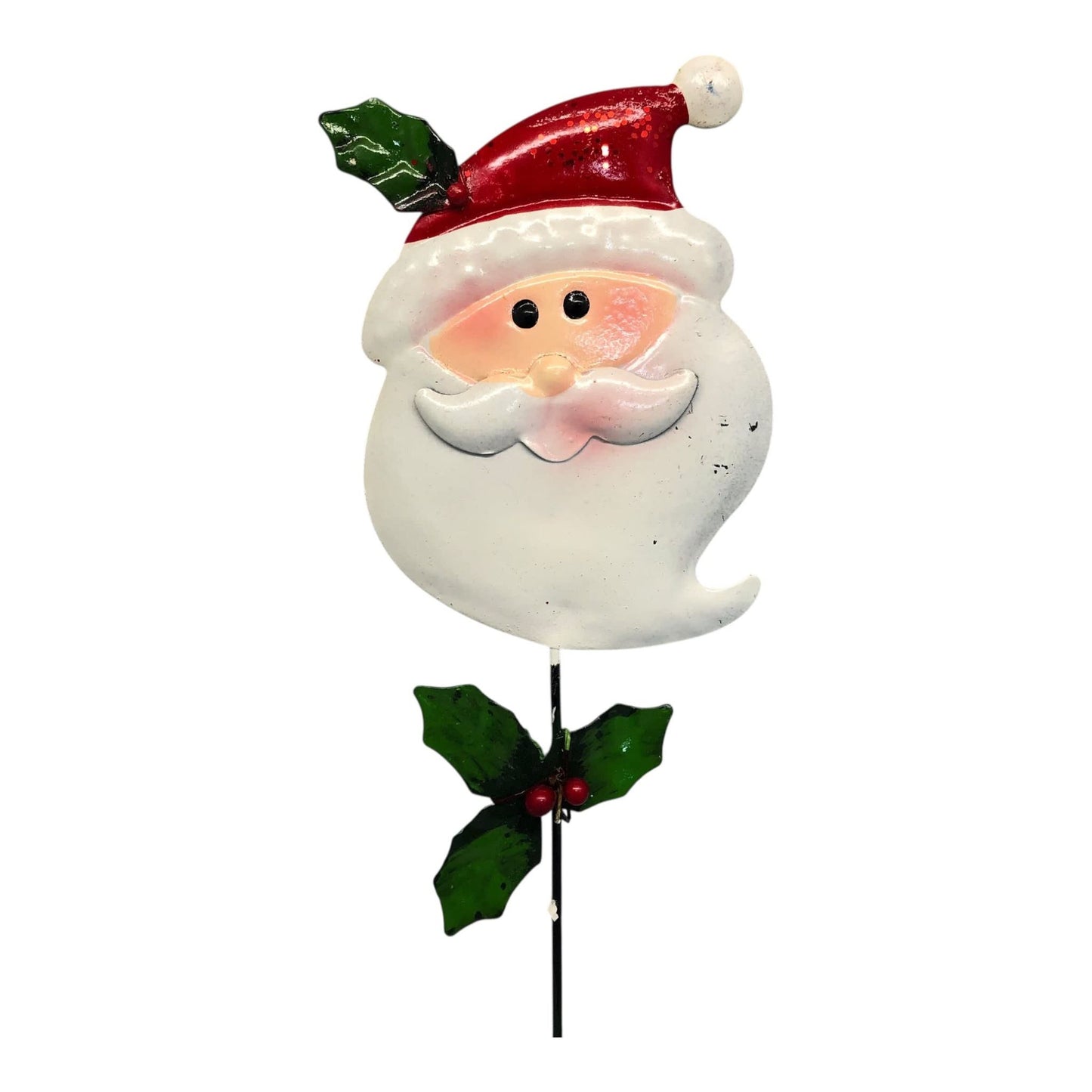 133 - 12 Inch Santa Metal Stake Christmas Holiday Ornament for Garden Decor |Pod 2-3|