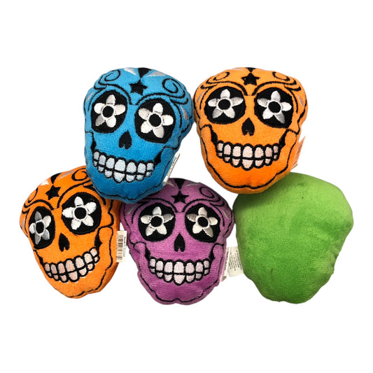 13423 - SET OF 5 Color Sugar Skull 4" Plush |2-16|