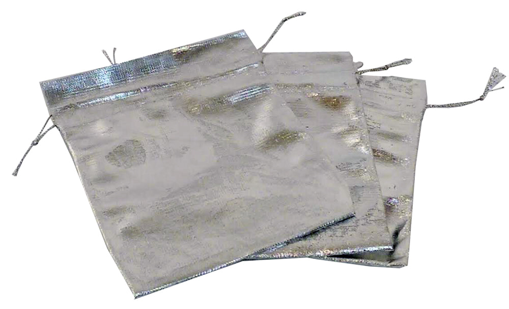 1352 - Silver Cloth Gift Bag 4x4 Set of Three - |B-6 Top|