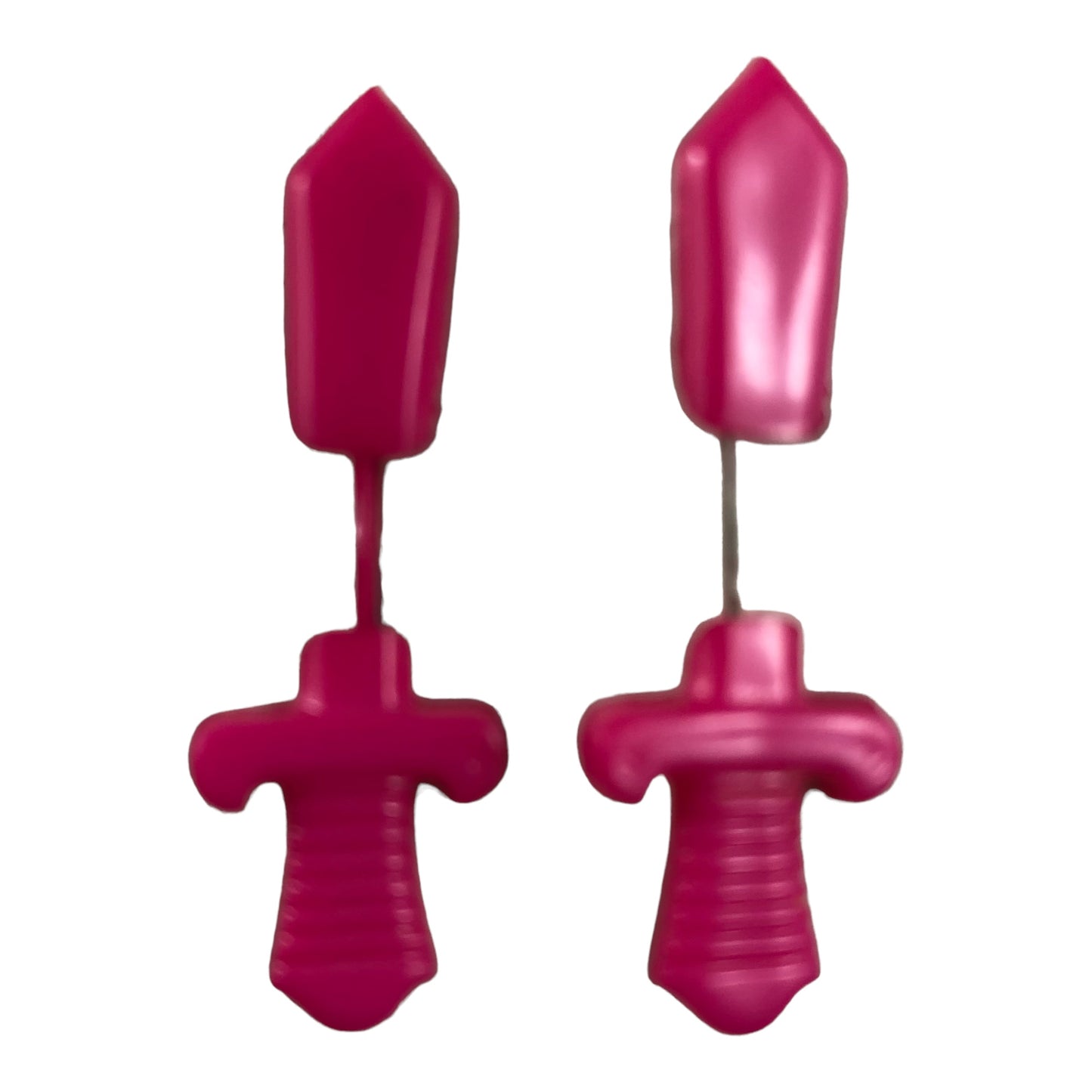 13697 - Hot Pink Sword Crazy Cut Earrings - |Clear-227|