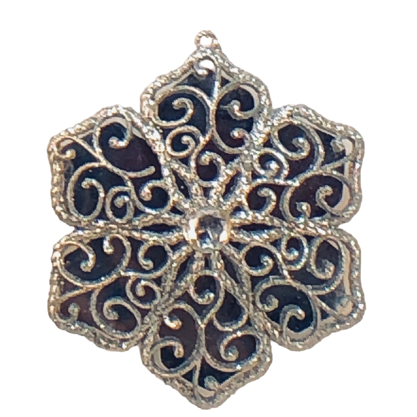13885 - SET OF TWO 6" Silver Star Xmas Ornament |Pod 2-73|