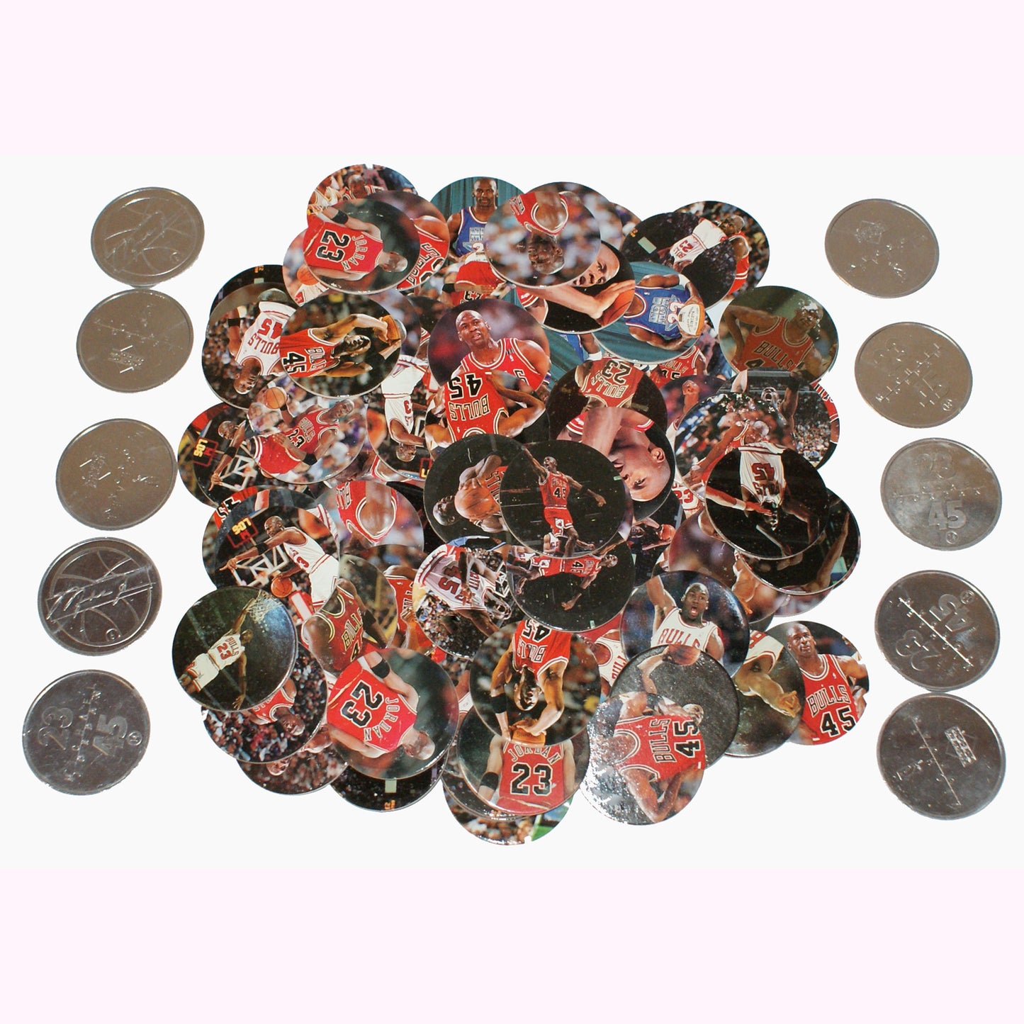 14030 - VINTAGE Michael Jordan 100 Pogs 10 Slammers SENT FOR PIC 3/26 CC