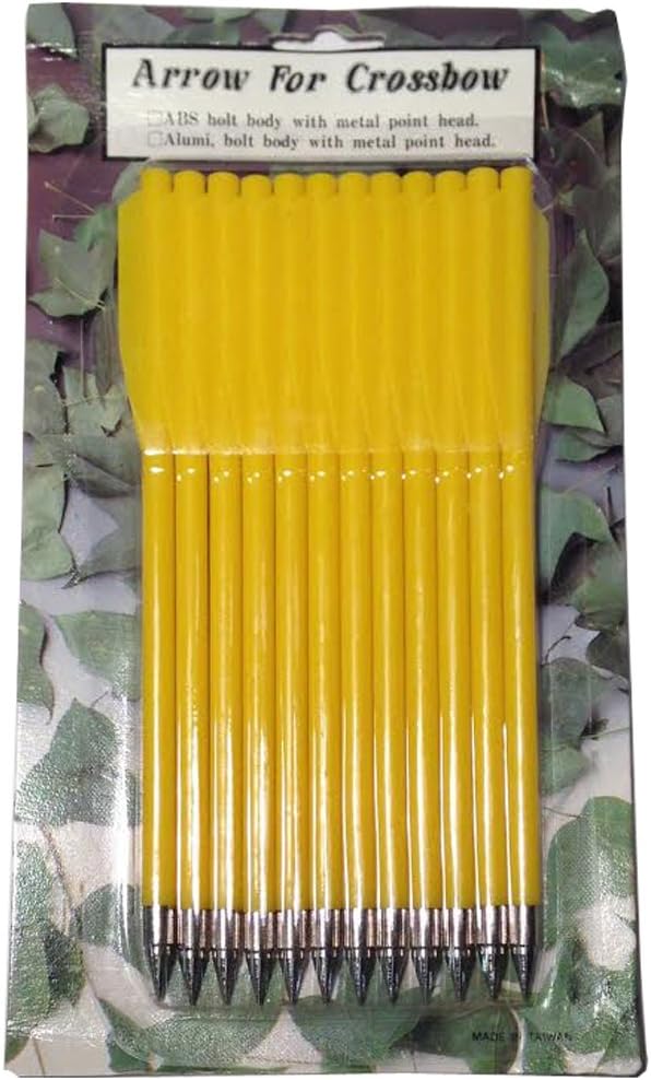 14134 - Yellow Crossbow Bolts, 12 Pack Plastic With Metal Tip For 50 Lb Crossbow 8" |19-27|