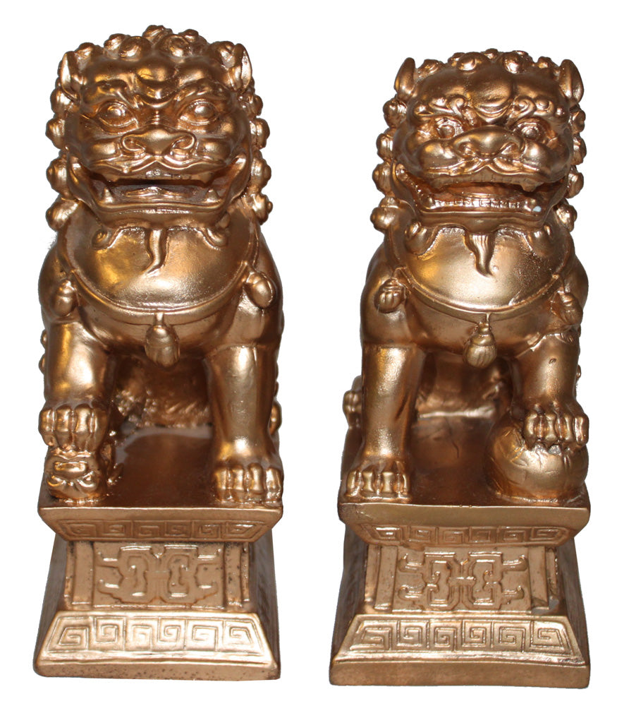 1420 - Two 6" Gold Fu Dogs - |Z-61|