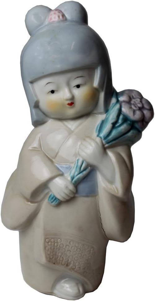 1483 - 6" Porcelain Geisha Figurine - With Flower - |X-25|