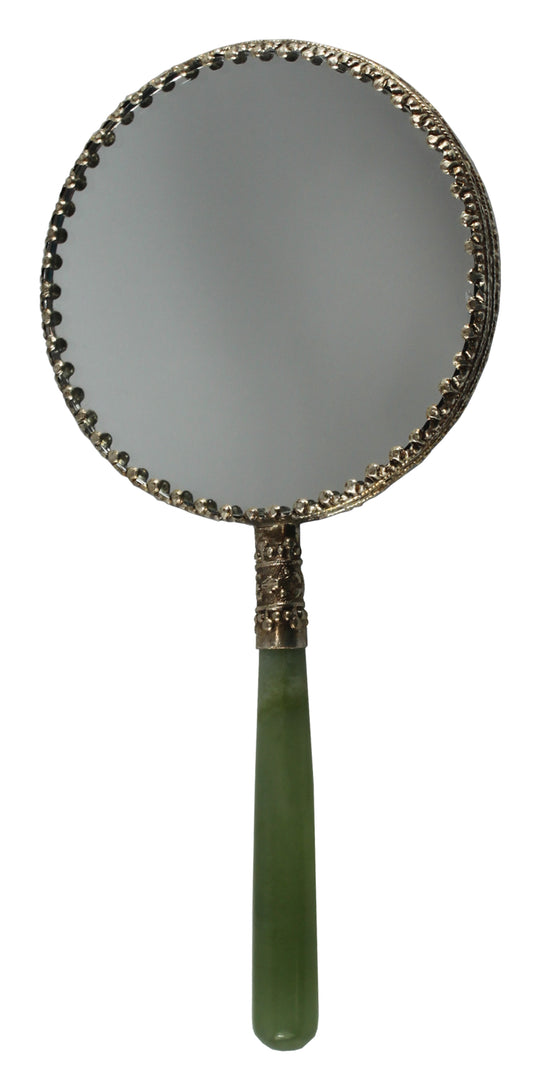 1487 - Hand Mirror Jade Handle Large - |R-30 Garage|