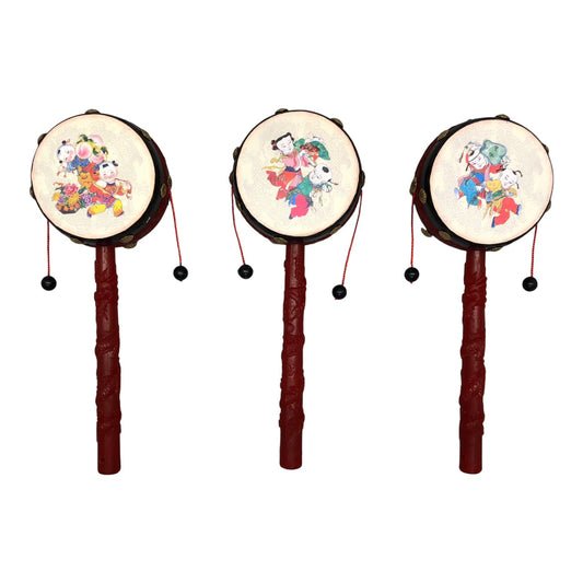 14968 - Set of three 8" Little Red Oriental Frame Drums With Dragon Handles |22-13|