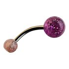 15549 - Purple Glitter Ball Belly Ring - |Clear-66|